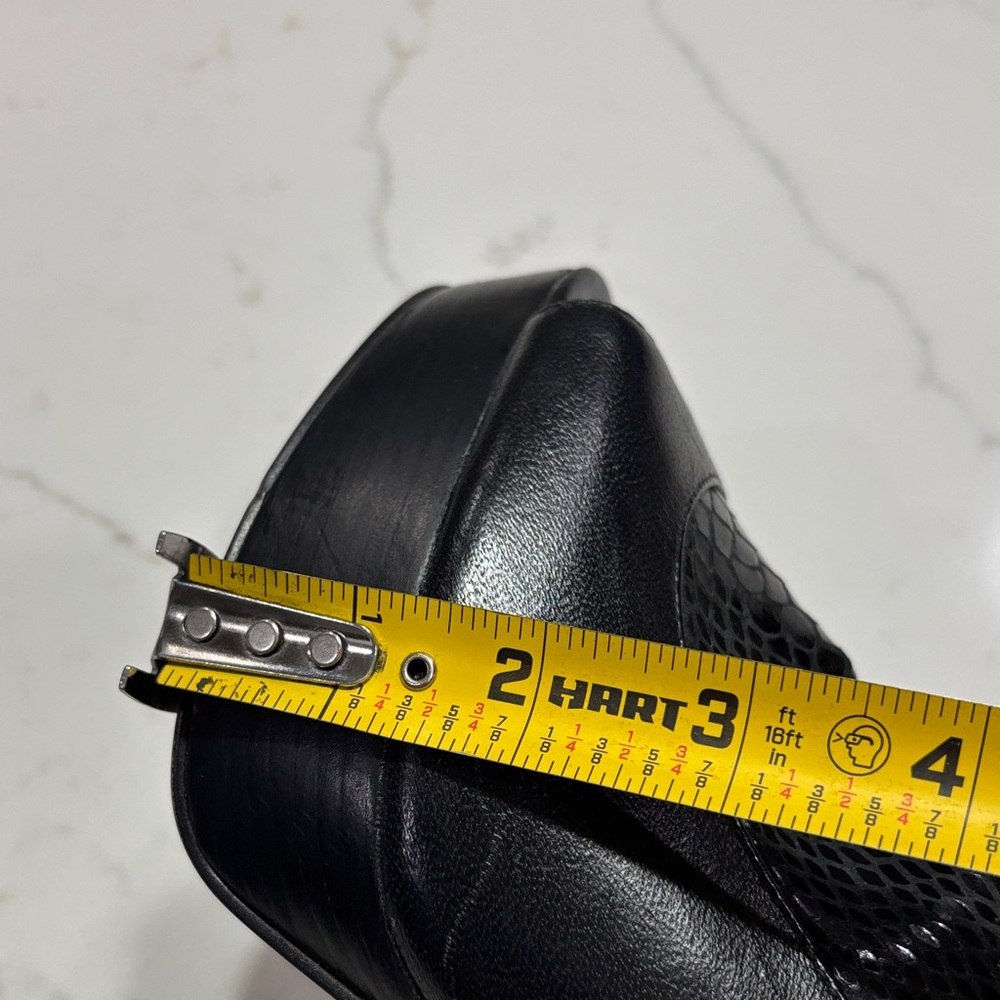 Black Peep-Toe Platform High Heel Booties with Buckle - Picture 7 of 14